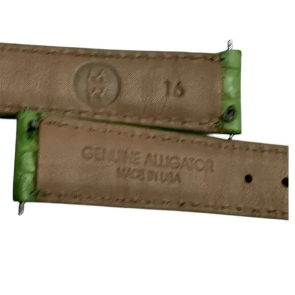 Michele 16mm Spring Green Alligator Watch Strap - Picture 4 of 4